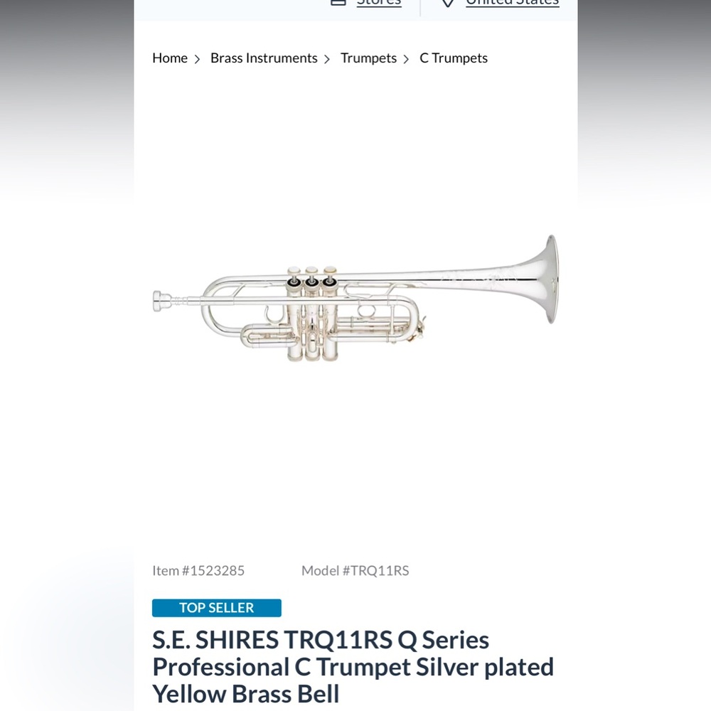 S.E. SHIRES TRQ11RS Q Series Professional C Trumpet Silver plated